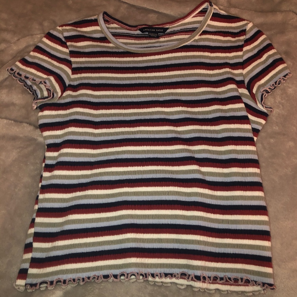striped lettuce cropped shirt